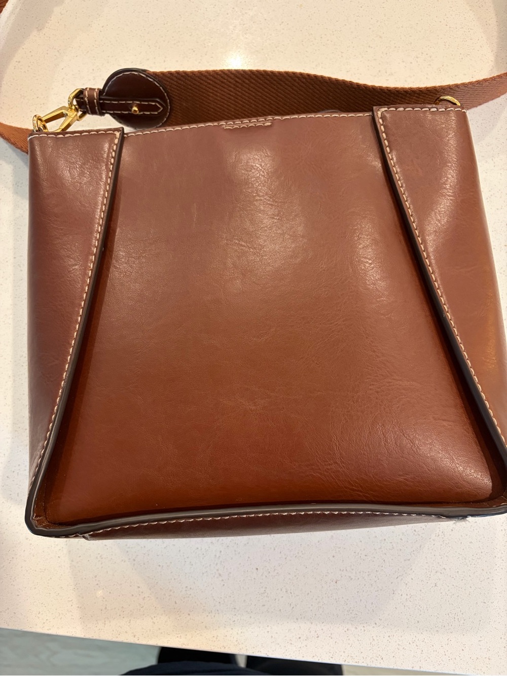 Stella McCartney Cognac Brown Perforated Logo bag- hard to find #stellamccartney - Picture 4 of 9